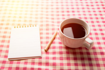 Hot coffee on office table