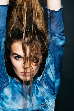 sexy woman with wet hair