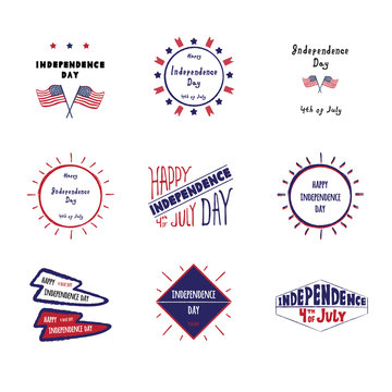 Set of vector label Independence day