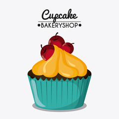 Decorated Cupcake. Sweet icon. vector graphic 