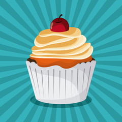 Decorated Cupcake. Sweet icon. vector graphic 