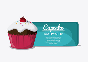 Decorated Cupcake. Sweet icon. vector graphic 