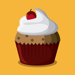 Decorated Cupcake. Sweet icon. vector graphic 