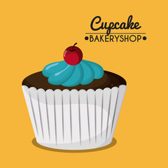 Decorated Cupcake. Sweet icon. vector graphic 