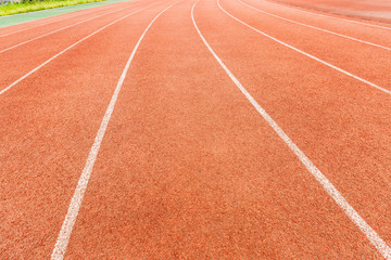 Red running track in the stadium