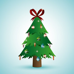 Pine tree and gift icon. Merry Christmas design. vector graphic