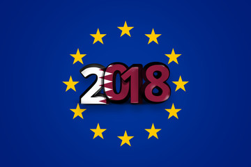 qatar Flag of Europe Background blue color design 3d render