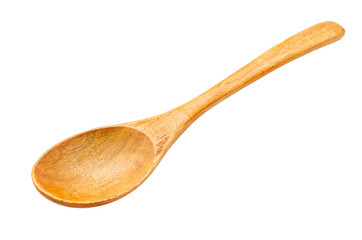 Used wooden spoon isolated