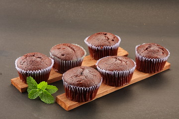 Oven fresh muffins with Chocolate cream .