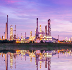 Oil refinery at sunrise.