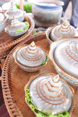 Thai food model in Thai porcelain with Benjarong, Ceramic old Th