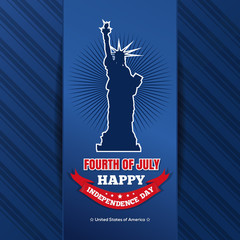 Independence Day background. 4th of July. Independence Day design. Statue of Liberty on elegant blue background. Vector illustration