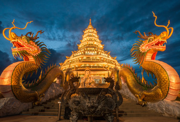 Fototapeta premium Wat Huay Pla Kang the temple in Chiang Rai, Thailand.