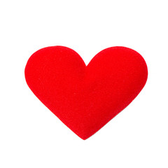 Red valentine heart on white background