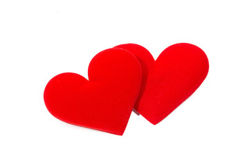 Red valentine heart on white background