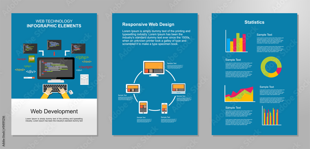 Poster information technology infographic elements. web development background. it background. brochure tem