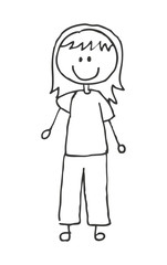 Drawing happy girl isolated icon design