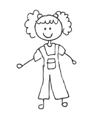 Drawing happy girl isolated icon design