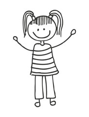 Drawing happy girl isolated icon design