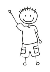 Drawing happy boy isolated icon design