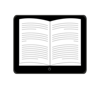 Electronic Book In Tablet Isolated Icon Design