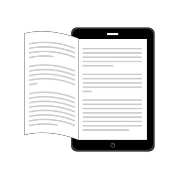Electronic Book In Tablet Isolated Icon Design