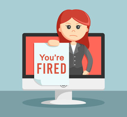 Fototapeta na wymiar businesswoman notify if your fired