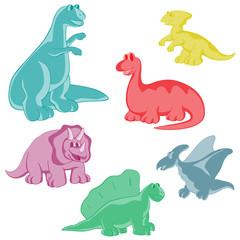 Set. Funny colored dinosaurs