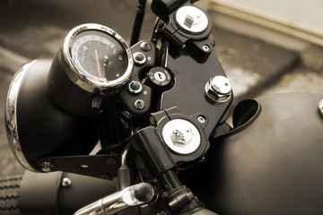 Fototapeta premium speedometer (gauges) of vintage classic motorcycle - retro filter effect