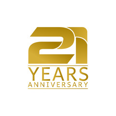 Simple Gold Anniversary Logo Vector Year 21 - obrazy, fototapety, plakaty
