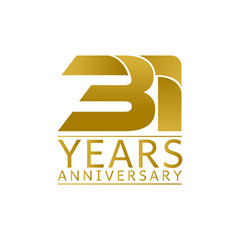 Simple Gold Anniversary Logo Vector Year 31 - obrazy, fototapety, plakaty