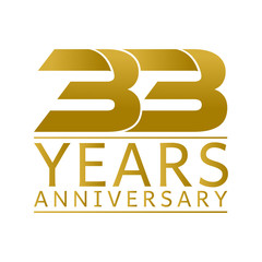 Simple Gold Anniversary Logo Vector Year 33