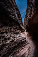 Narrow Path through beautiful slot canyon Little Wild Horse near Goblin Valley Utah USA