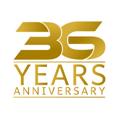 Simple Gold Anniversary Logo Vector Year 36