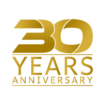 Simple Gold Anniversary Logo Vector Year 30