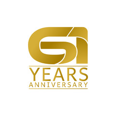 Simple Gold Anniversary Logo Vector Year 99