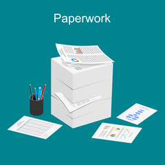 Paperwork illustration. Stack of paper illustration.
