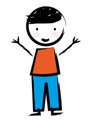 happy boy drawn isolated icon design