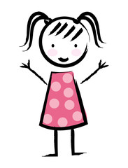 happy girl drawn isolated icon design