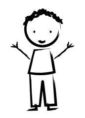 happy boy drawn isolated icon design