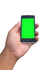 mobile phone in hand on isolated