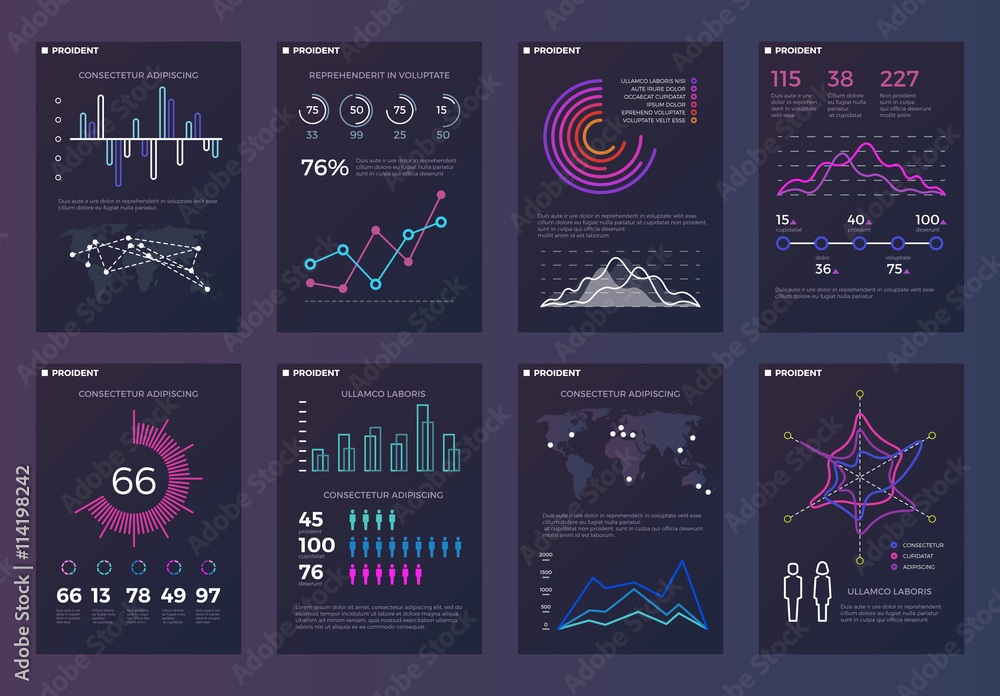 Poster infographics, brochures vector templates for business reports with line charts and diagrams. chart a