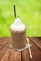 Iced chocolate with whipping cream