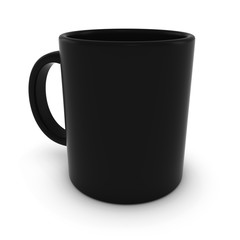 Plain Black Mug Isolated on White Background 3D Illustration
