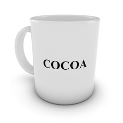 White Cocoa Mug Isolated on White Background 3D Illustration