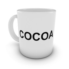 White Cocoa Mug Isolated on White Background 3D Illustration