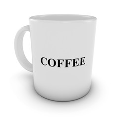 White Coffee Mug Isolated on White Background 3D Illustration