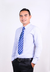 Portrait of smile asian Thai business man on the white backgroun