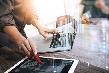 Business team meeting present. Photo professional investor worki