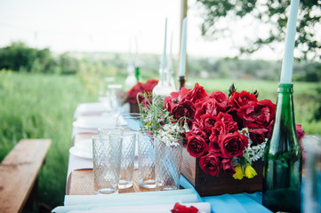 Wedding table setting in rustic style